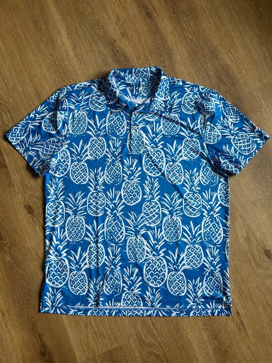chubbies Other - Chubbies Pineapple Polo Shirt Men’s XL Blue White Polyester NWOT